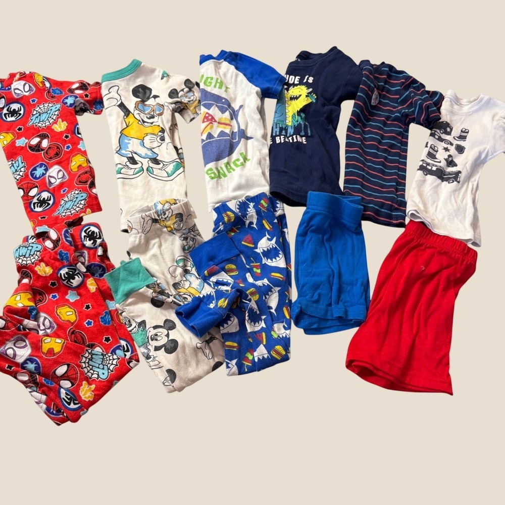 Boys Pajama 11pc Lot 3T‎ Mickey Spidey Shark Carters Disney Summer Lightweight